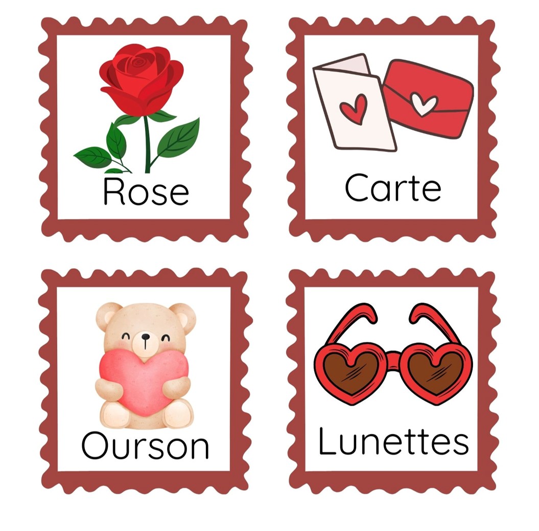 Cartes mots Saint-Valentin